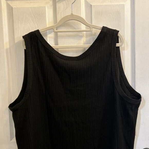 NWT Ava & Viv Tank Top 3X Black Plus Size Ribbed Cotton Blend Sleeveless Shirt - Picture 10 of 16
